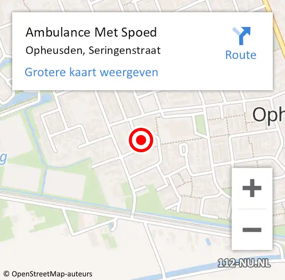 Locatie op kaart van de 112 melding: Ambulance Met Spoed Naar Opheusden, Seringenstraat op 27 december 2017 15:28