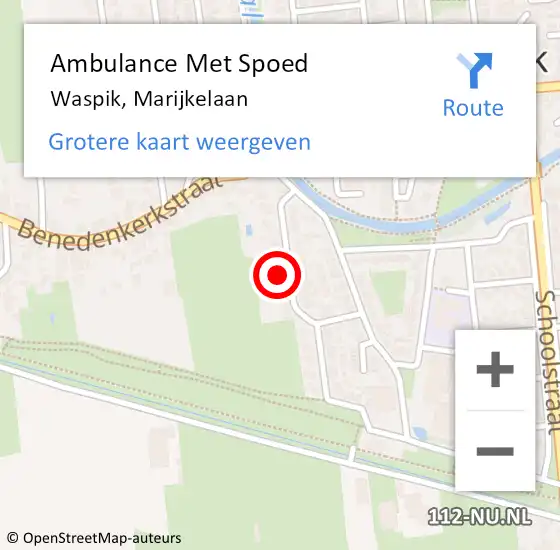 Locatie op kaart van de 112 melding: Ambulance Met Spoed Naar Waspik, Marijkelaan op 27 december 2017 15:33
