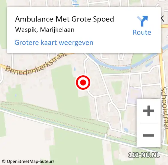 Locatie op kaart van de 112 melding: Ambulance Met Grote Spoed Naar Waspik, Marijkelaan op 27 december 2017 15:34