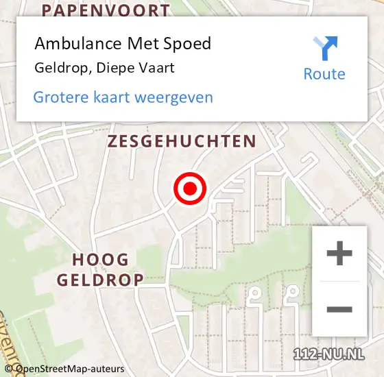 Locatie op kaart van de 112 melding: Ambulance Met Spoed Naar Geldrop, Diepe Vaart op 27 december 2017 15:40