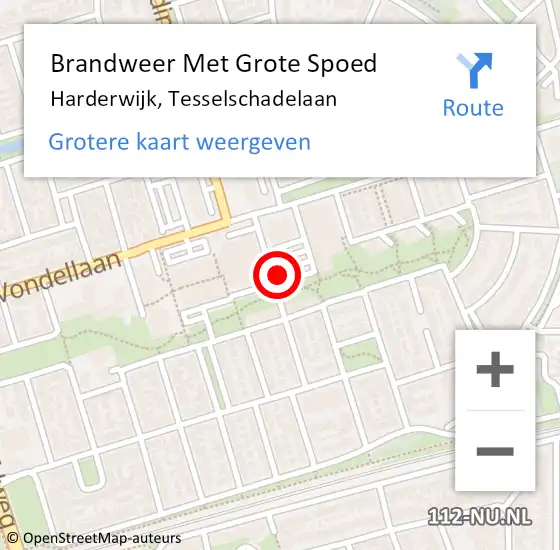 Locatie op kaart van de 112 melding: Brandweer Met Grote Spoed Naar Harderwijk, Tesselschadelaan op 11 februari 2014 08:49