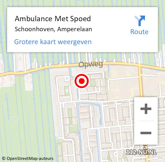 Locatie op kaart van de 112 melding: Ambulance Met Spoed Naar Schoonhoven, Amperelaan op 22 september 2013 03:57