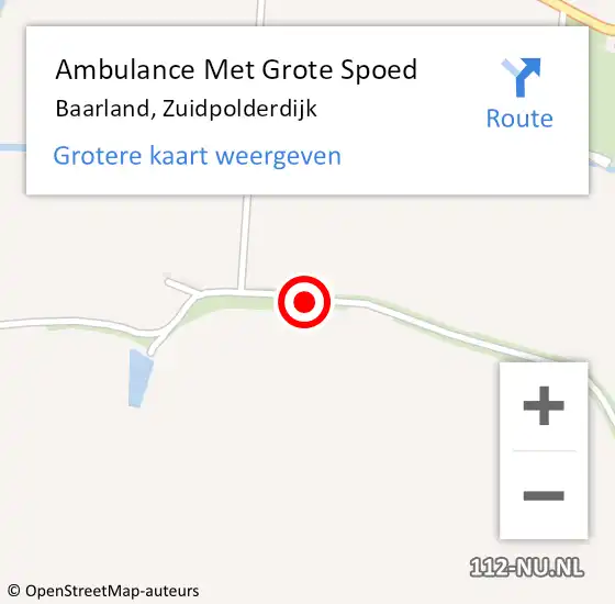 Locatie op kaart van de 112 melding: Ambulance Met Grote Spoed Naar Baarland, Zuidpolderdijk op 27 december 2017 17:34