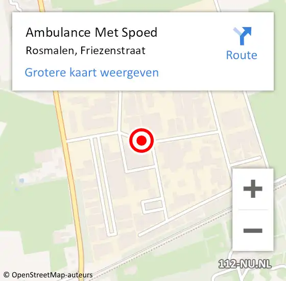 Locatie op kaart van de 112 melding: Ambulance Met Spoed Naar Rosmalen, Friezenstraat op 27 december 2017 17:37