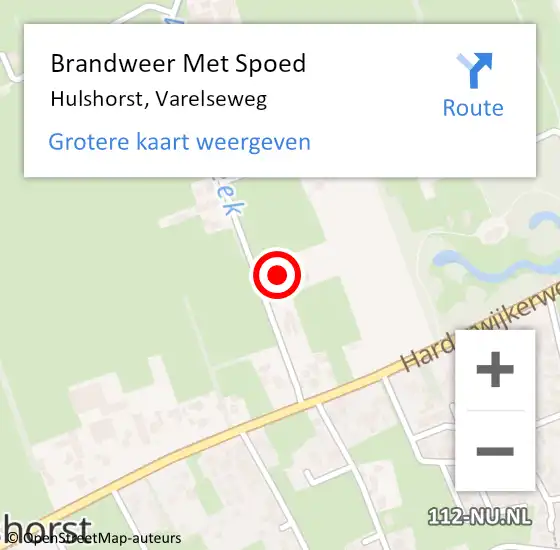 Locatie op kaart van de 112 melding: Brandweer Met Spoed Naar Hulshorst, Varelseweg op 27 december 2017 17:50