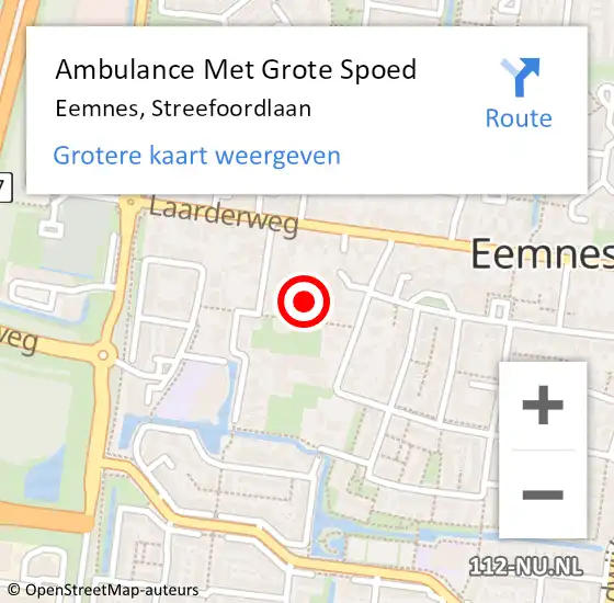 Locatie op kaart van de 112 melding: Ambulance Met Grote Spoed Naar Eemnes, Streefoordlaan op 27 december 2017 18:16