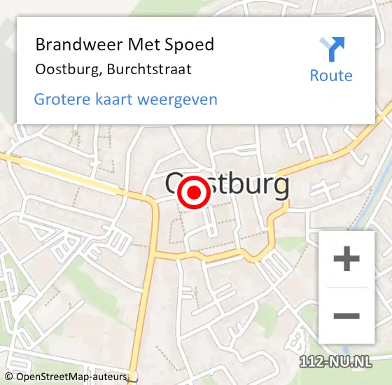 Locatie op kaart van de 112 melding: Brandweer Met Spoed Naar Oostburg, Burchtstraat op 27 december 2017 18:55