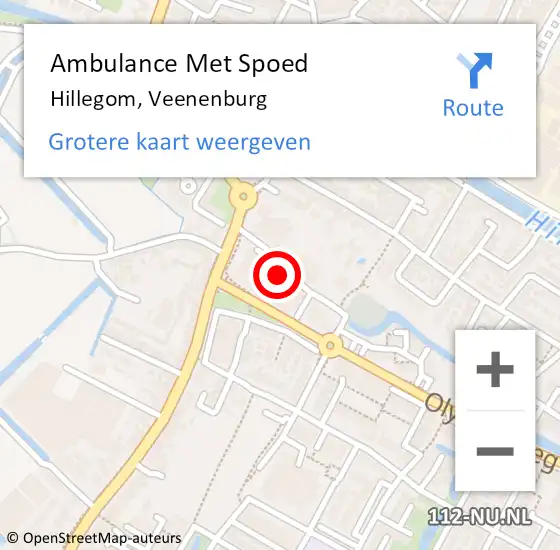 Locatie op kaart van de 112 melding: Ambulance Met Spoed Naar Hillegom, Veenenburg op 27 december 2017 19:05