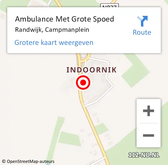 Locatie op kaart van de 112 melding: Ambulance Met Grote Spoed Naar Randwijk, Campmanplein op 27 december 2017 19:40