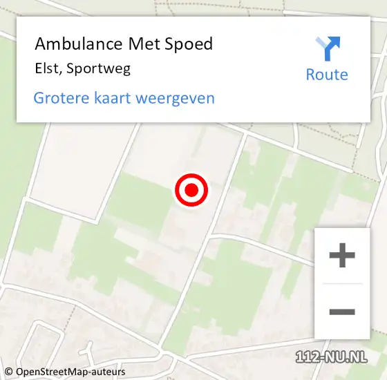 Locatie op kaart van de 112 melding: Ambulance Met Spoed Naar Elst, Sportweg op 27 december 2017 20:28