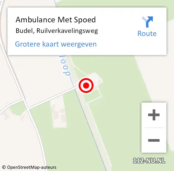 Locatie op kaart van de 112 melding: Ambulance Met Spoed Naar Budel, Ruilverkavelingsweg op 27 december 2017 21:05