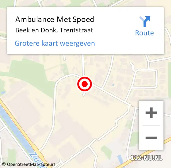 Locatie op kaart van de 112 melding: Ambulance Met Spoed Naar Beek en Donk, Trentstraat op 27 december 2017 21:28