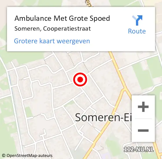 Locatie op kaart van de 112 melding: Ambulance Met Grote Spoed Naar Someren, Cooperatiestraat op 27 december 2017 21:42