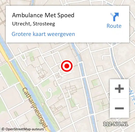 Locatie op kaart van de 112 melding: Ambulance Met Spoed Naar Utrecht, Strosteeg op 27 december 2017 21:48