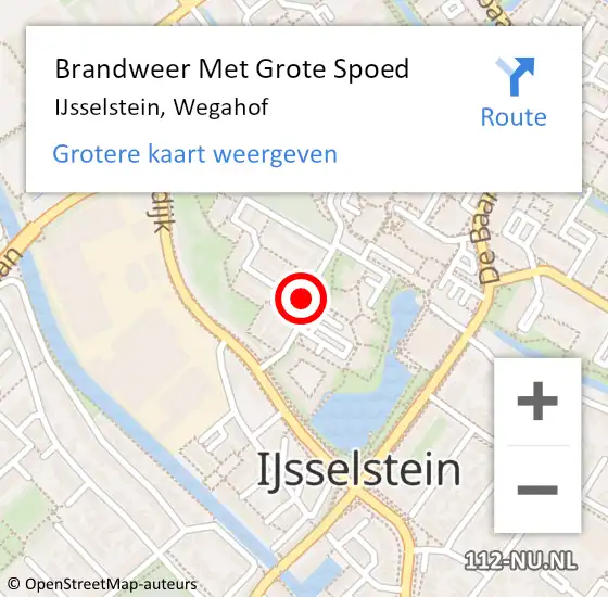 Locatie op kaart van de 112 melding: Brandweer Met Grote Spoed Naar IJsselstein, Wegahof op 27 december 2017 22:18