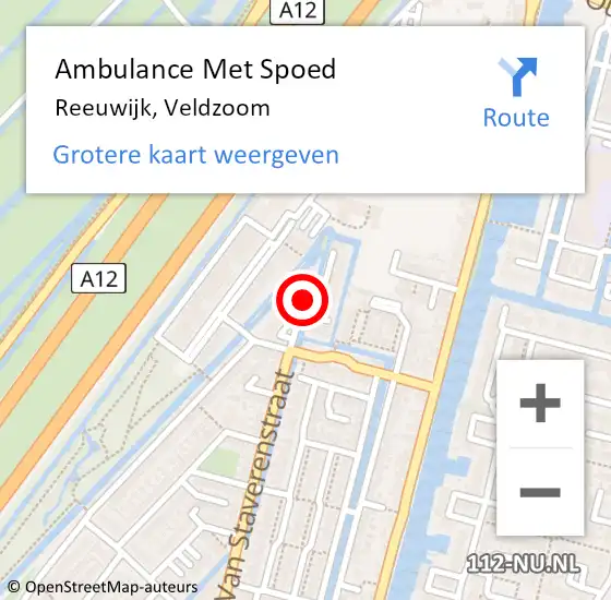 Locatie op kaart van de 112 melding: Ambulance Met Spoed Naar Reeuwijk, Veldzoom op 27 december 2017 22:29