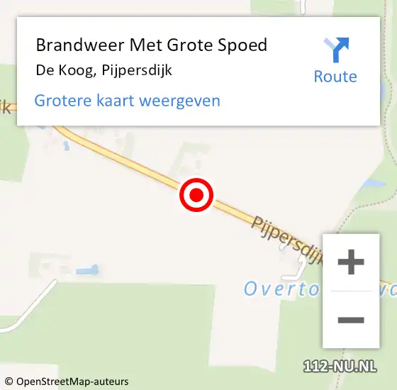 Locatie op kaart van de 112 melding: Brandweer Met Grote Spoed Naar De Koog, Pijpersdijk op 27 december 2017 22:39