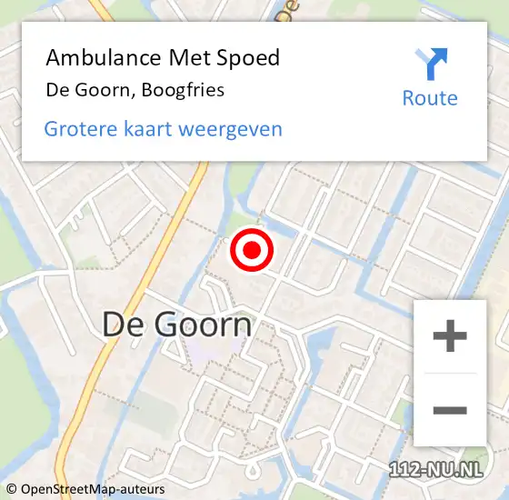 Locatie op kaart van de 112 melding: Ambulance Met Spoed Naar De Goorn, Boogfries op 27 december 2017 23:14