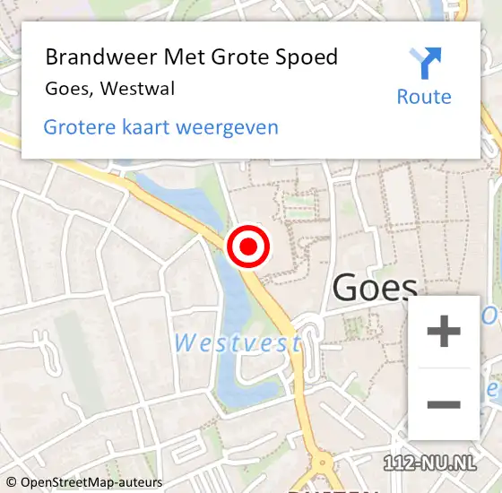 Locatie op kaart van de 112 melding: Brandweer Met Grote Spoed Naar Goes, Westwal op 28 december 2017 02:15