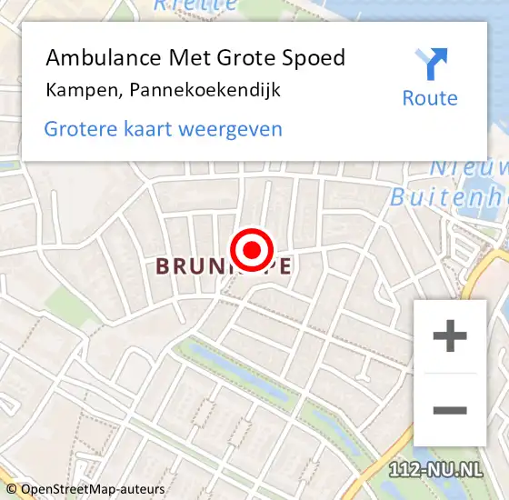 Locatie op kaart van de 112 melding: Ambulance Met Grote Spoed Naar Kampen, Pannekoekendijk op 28 december 2017 03:25