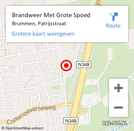 Locatie op kaart van de 112 melding: Brandweer Met Grote Spoed Naar Brummen, Patrijsstraat op 28 december 2017 03:45