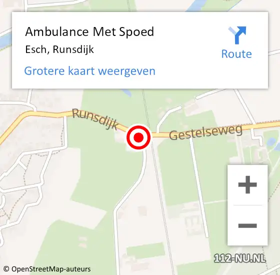 Locatie op kaart van de 112 melding: Ambulance Met Spoed Naar Esch, Runsdijk op 28 december 2017 04:07