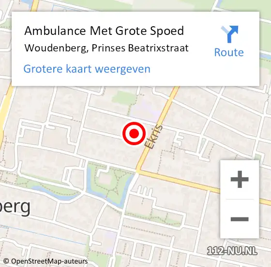 Locatie op kaart van de 112 melding: Ambulance Met Grote Spoed Naar Woudenberg, Prinses Beatrixstraat op 28 december 2017 04:58