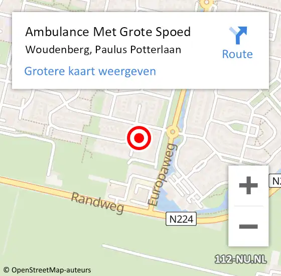 Locatie op kaart van de 112 melding: Ambulance Met Grote Spoed Naar Woudenberg, Paulus Potterlaan op 28 december 2017 06:52