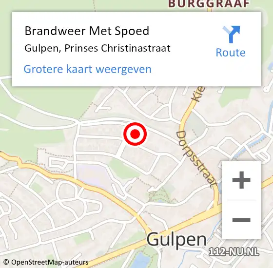 Locatie op kaart van de 112 melding: Brandweer Met Spoed Naar Gulpen, Prinses Christinastraat op 28 december 2017 07:37