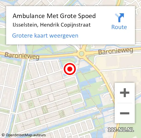 Locatie op kaart van de 112 melding: Ambulance Met Grote Spoed Naar IJsselstein, Hendrik Copijnstraat op 28 december 2017 09:42