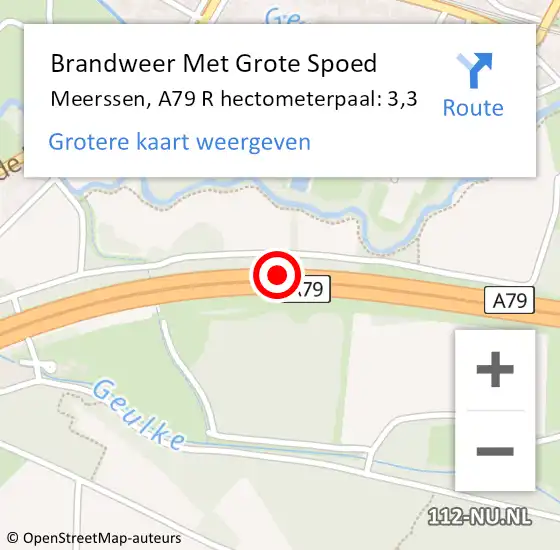 Locatie op kaart van de 112 melding: Brandweer Met Grote Spoed Naar Meerssen, A79 R hectometerpaal: 3,3 op 28 december 2017 10:03