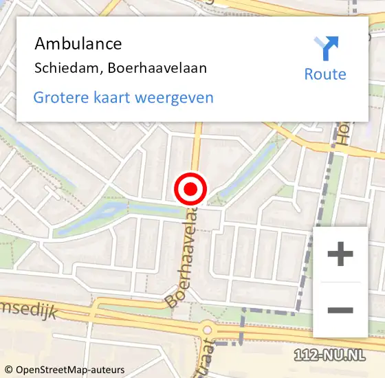 Locatie op kaart van de 112 melding: Ambulance Schiedam, Boerhaavelaan op 28 december 2017 10:41