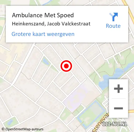 Locatie op kaart van de 112 melding: Ambulance Met Spoed Naar Heinkenszand, Jacob Valckestraat op 28 december 2017 11:39