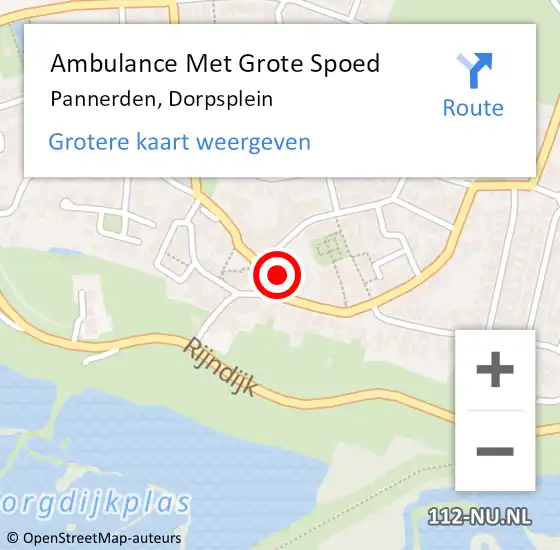 Locatie op kaart van de 112 melding: Ambulance Met Grote Spoed Naar Pannerden, Dorpsplein op 28 december 2017 11:46