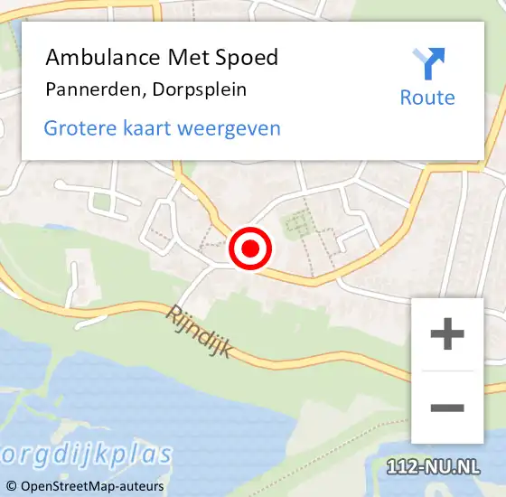 Locatie op kaart van de 112 melding: Ambulance Met Spoed Naar Pannerden, Dorpsplein op 28 december 2017 12:07