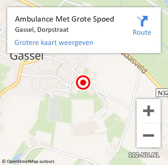 Locatie op kaart van de 112 melding: Ambulance Met Grote Spoed Naar Gassel, Dorpstraat op 28 december 2017 12:40