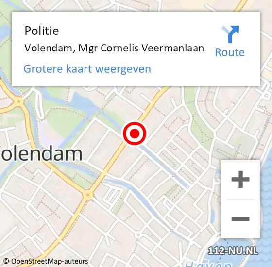 Locatie op kaart van de 112 melding: Politie Volendam, Mgr Cornelis Veermanlaan op 28 december 2017 12:46