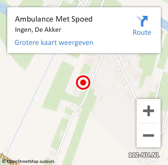 Locatie op kaart van de 112 melding: Ambulance Met Spoed Naar Ingen, De Akker op 28 december 2017 13:03