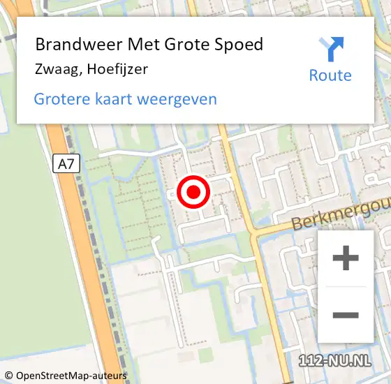 Locatie op kaart van de 112 melding: Brandweer Met Grote Spoed Naar Zwaag, Hoefijzer op 28 december 2017 13:15