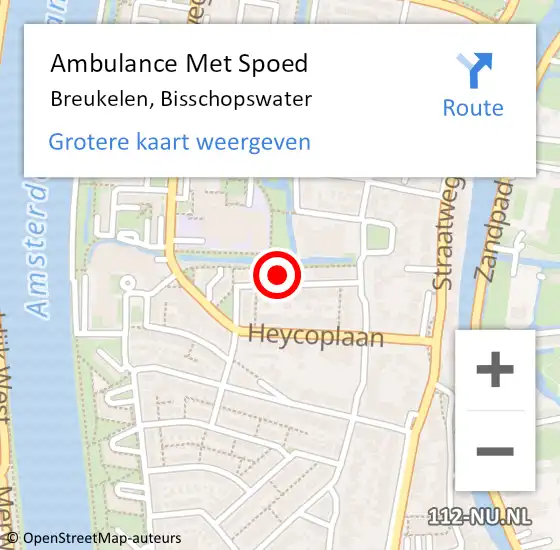 Locatie op kaart van de 112 melding: Ambulance Met Spoed Naar Breukelen, Bisschopswater op 28 december 2017 13:23