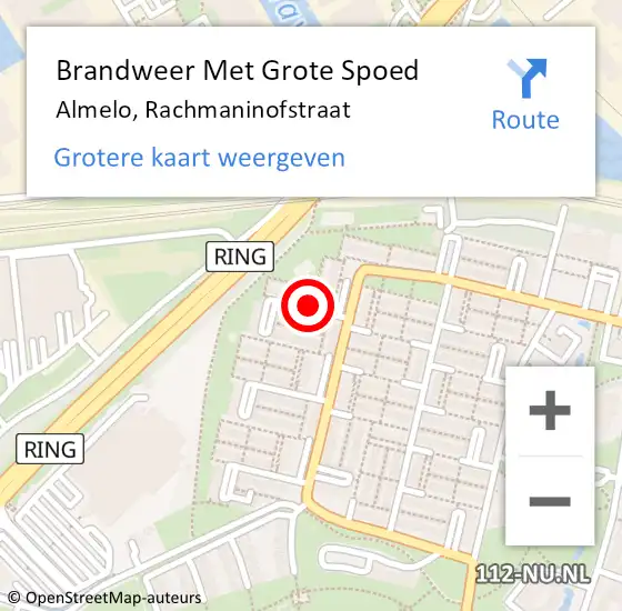 Locatie op kaart van de 112 melding: Brandweer Met Grote Spoed Naar Almelo, Rachmaninofstraat op 28 december 2017 14:00