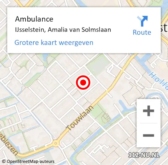 Locatie op kaart van de 112 melding: Ambulance IJsselstein, Amalia van Solmslaan op 28 december 2017 14:44