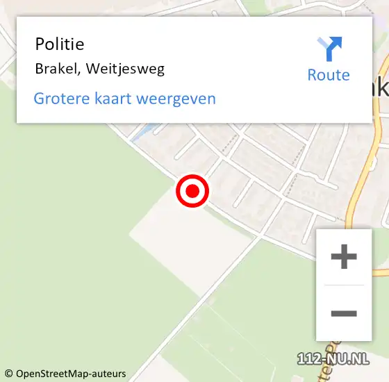 Locatie op kaart van de 112 melding: Politie Brakel, Weitjesweg op 28 december 2017 14:56