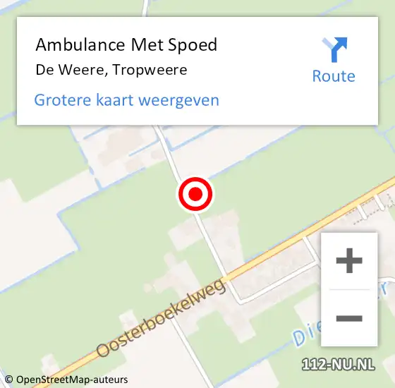 Locatie op kaart van de 112 melding: Ambulance Met Spoed Naar De Weere, Tropweere op 28 december 2017 15:06