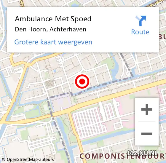 Locatie op kaart van de 112 melding: Ambulance Met Spoed Naar Den Hoorn, Achterhaven op 28 december 2017 15:49