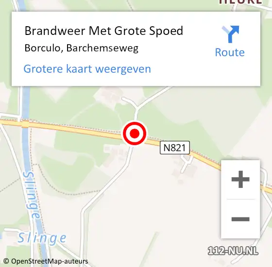 Locatie op kaart van de 112 melding: Brandweer Met Grote Spoed Naar Borculo, Barchemseweg op 11 februari 2014 10:42