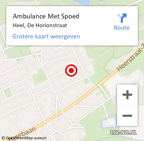 Locatie op kaart van de 112 melding: Ambulance Met Spoed Naar Heel, De Horionstraat op 28 december 2017 16:03