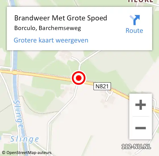 Locatie op kaart van de 112 melding: Brandweer Met Grote Spoed Naar Borculo, Barchemseweg op 11 februari 2014 10:43