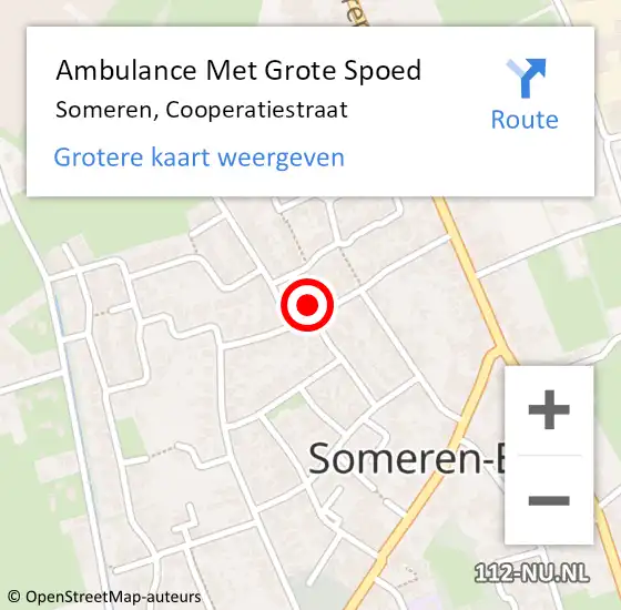 Locatie op kaart van de 112 melding: Ambulance Met Grote Spoed Naar Someren, Cooperatiestraat op 28 december 2017 16:32