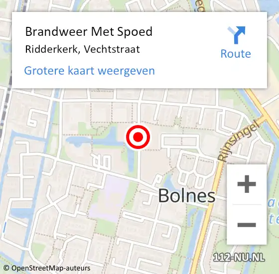 Locatie op kaart van de 112 melding: Brandweer Met Spoed Naar Ridderkerk, Vechtstraat op 28 december 2017 17:00